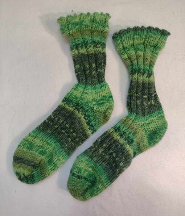 Dark/Neon Green Wool Socks - Image 2